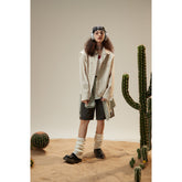 Unisex Jacket Vintage Loose Lapels Padded Shoulder Jacket